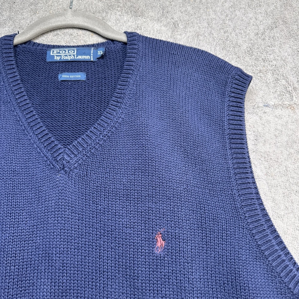 Polo Ralph Lauren Navy Knit Vest Old Money Preppy‎ Ivy Style Sweater Men's XL